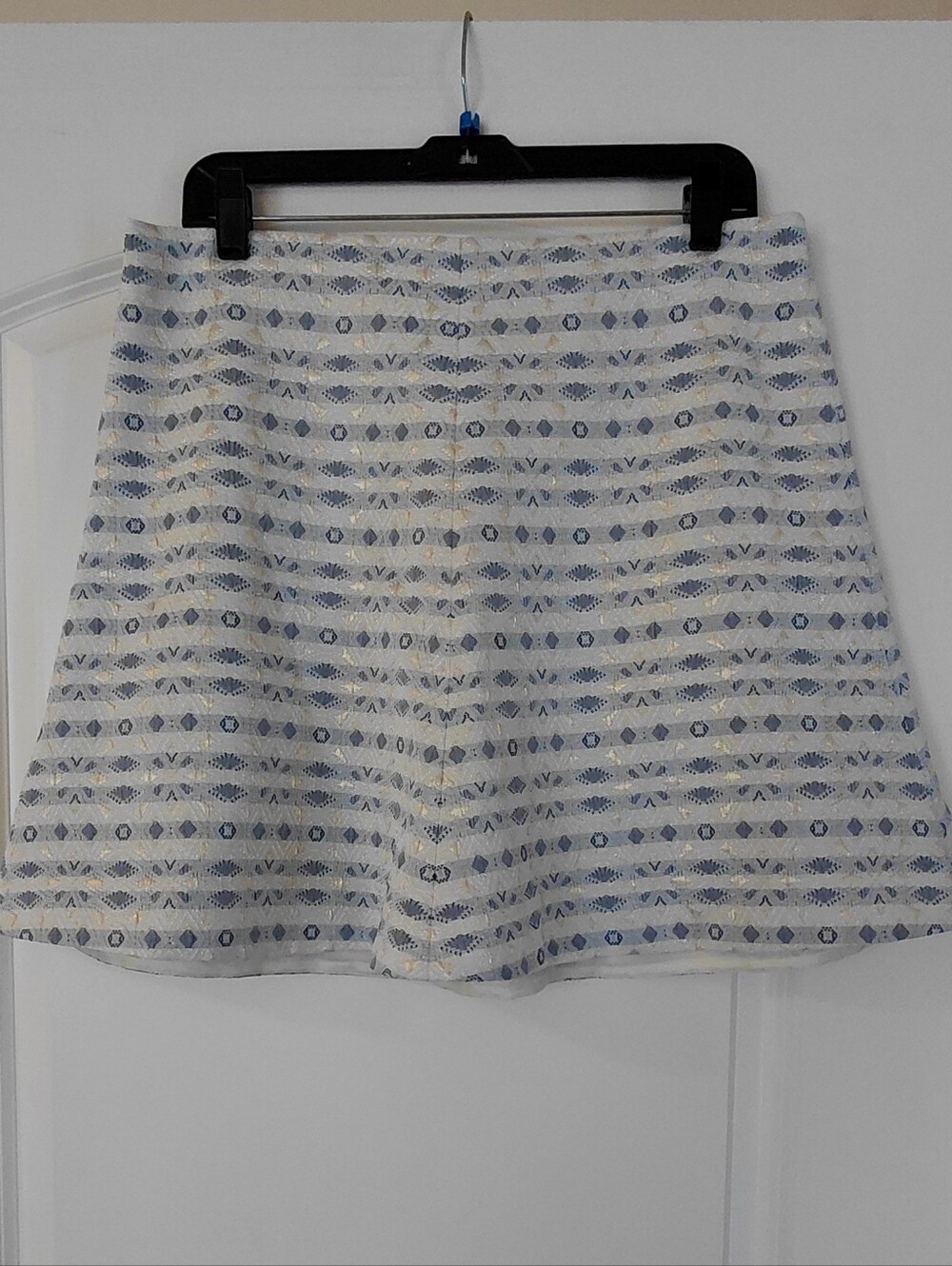 Woven Blue & White Patterned A Line Skirt - Picture 2 of 9